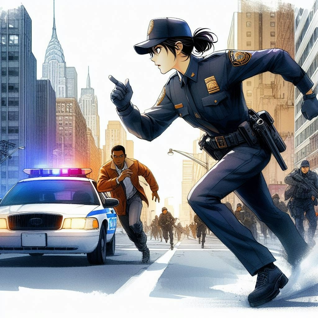 走るNYPD警察官