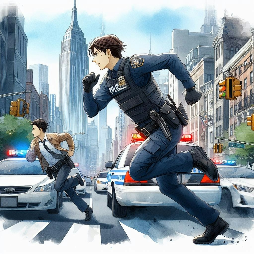 走るNYPD警察官