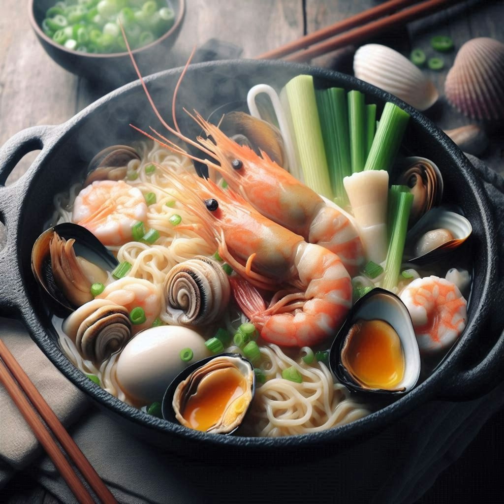 鍋焼きseafood noodle