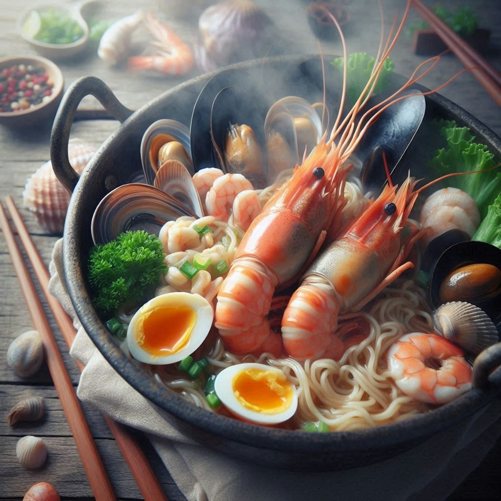 鍋焼きseafood noodle