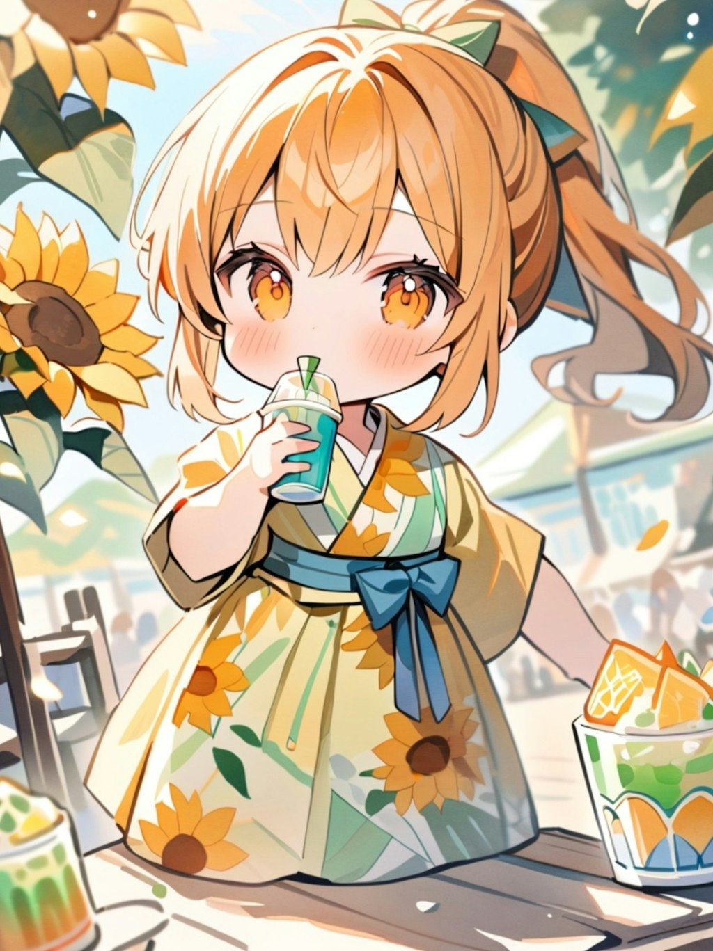 🌻とオレンジ髪ちゃん