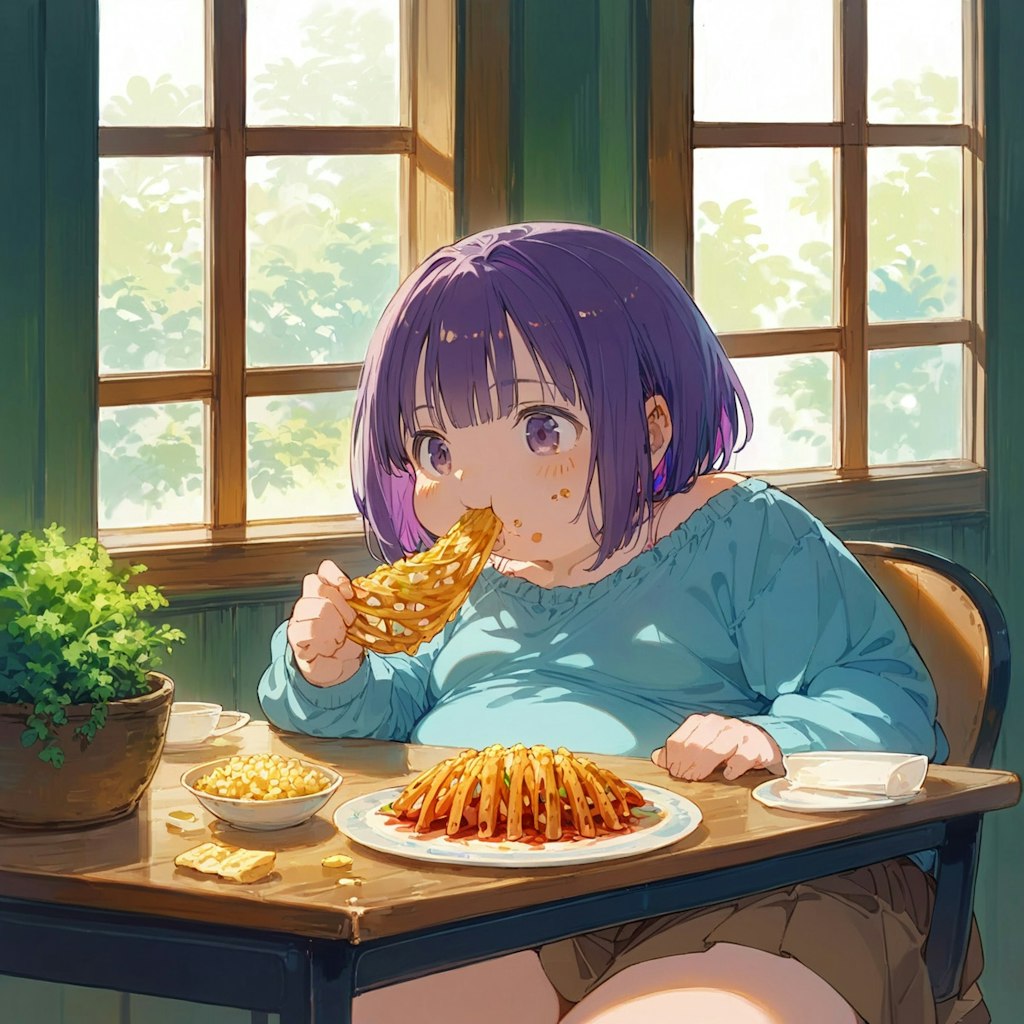 パイを食べる少女