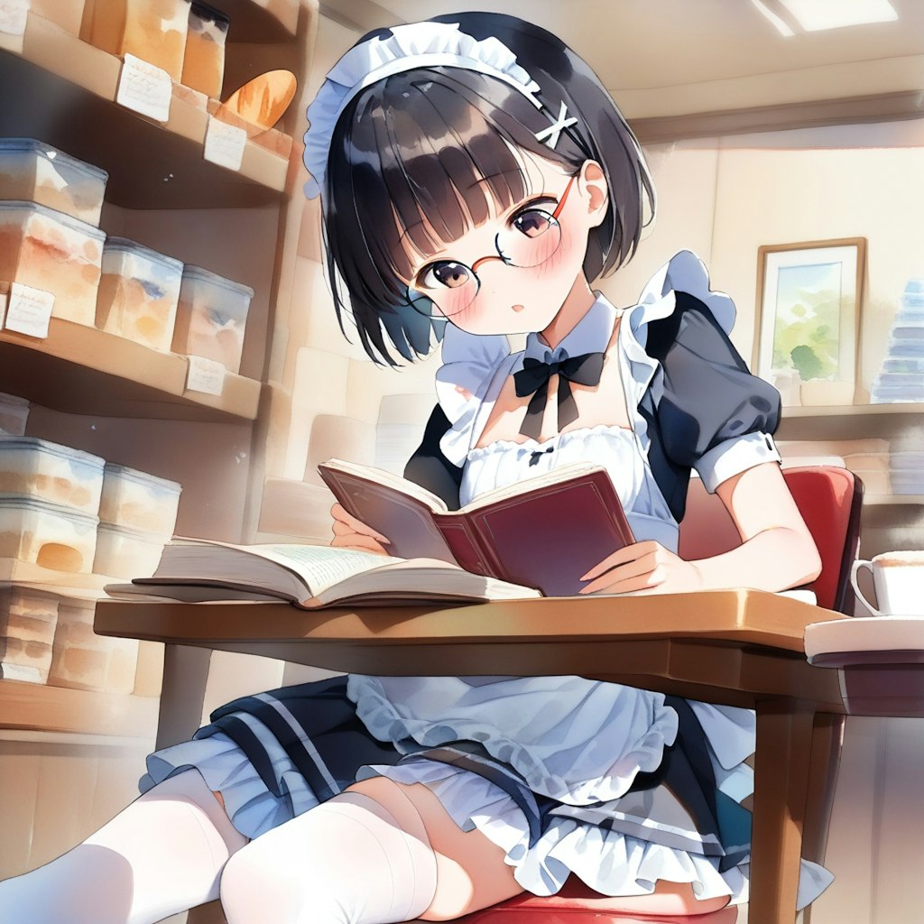 メイド喫茶のまかない中でも読書