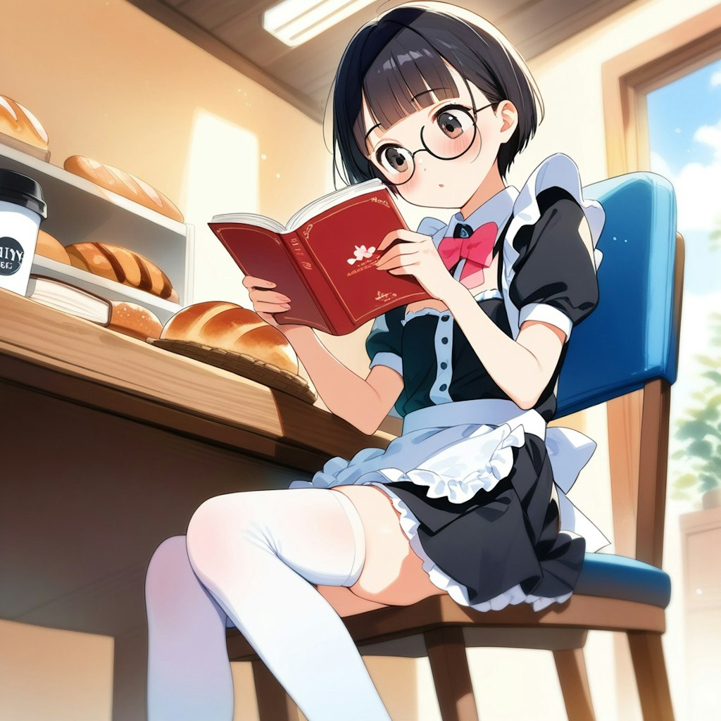 メイド喫茶のまかない中でも読書