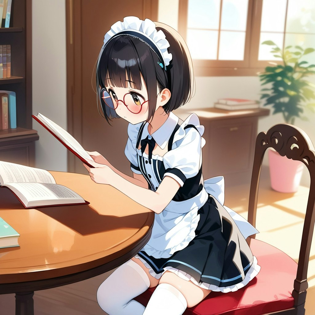 メイド喫茶のまかない中でも読書