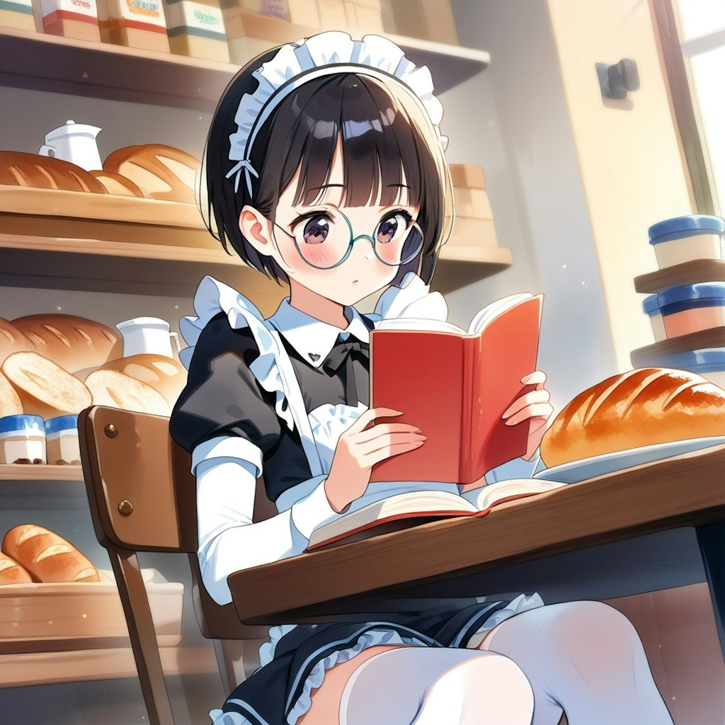 メイド喫茶のまかない中でも読書