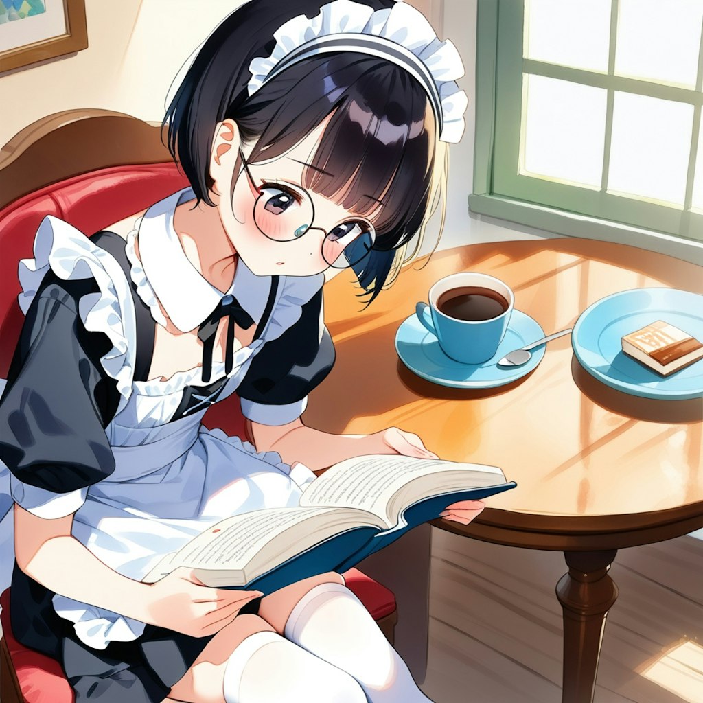 メイド喫茶のまかない中でも読書