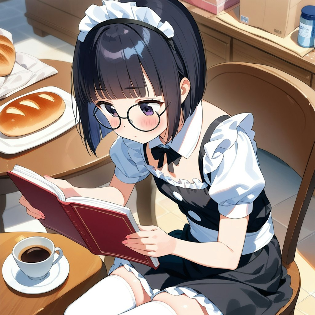 メイド喫茶のまかない中でも読書