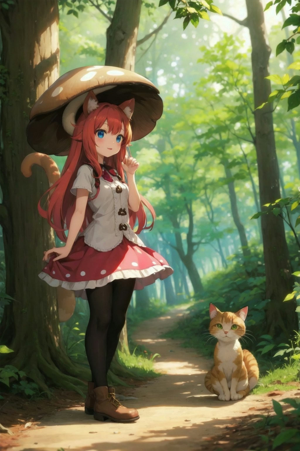 きのこ猫娘と猫