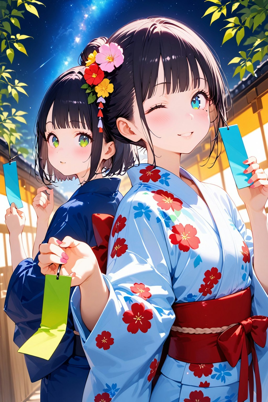 七夕限定の絵梨奈ちゃんと美希ちゃんのコラボ生成です❤️
