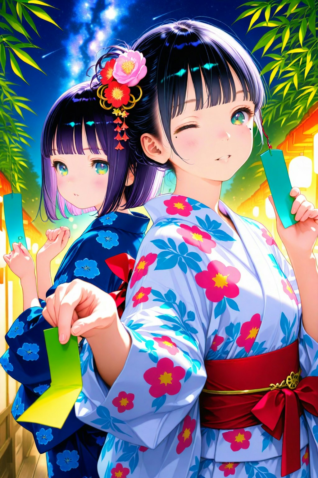 七夕限定の絵梨奈ちゃんと美希ちゃんのコラボ生成です❤️