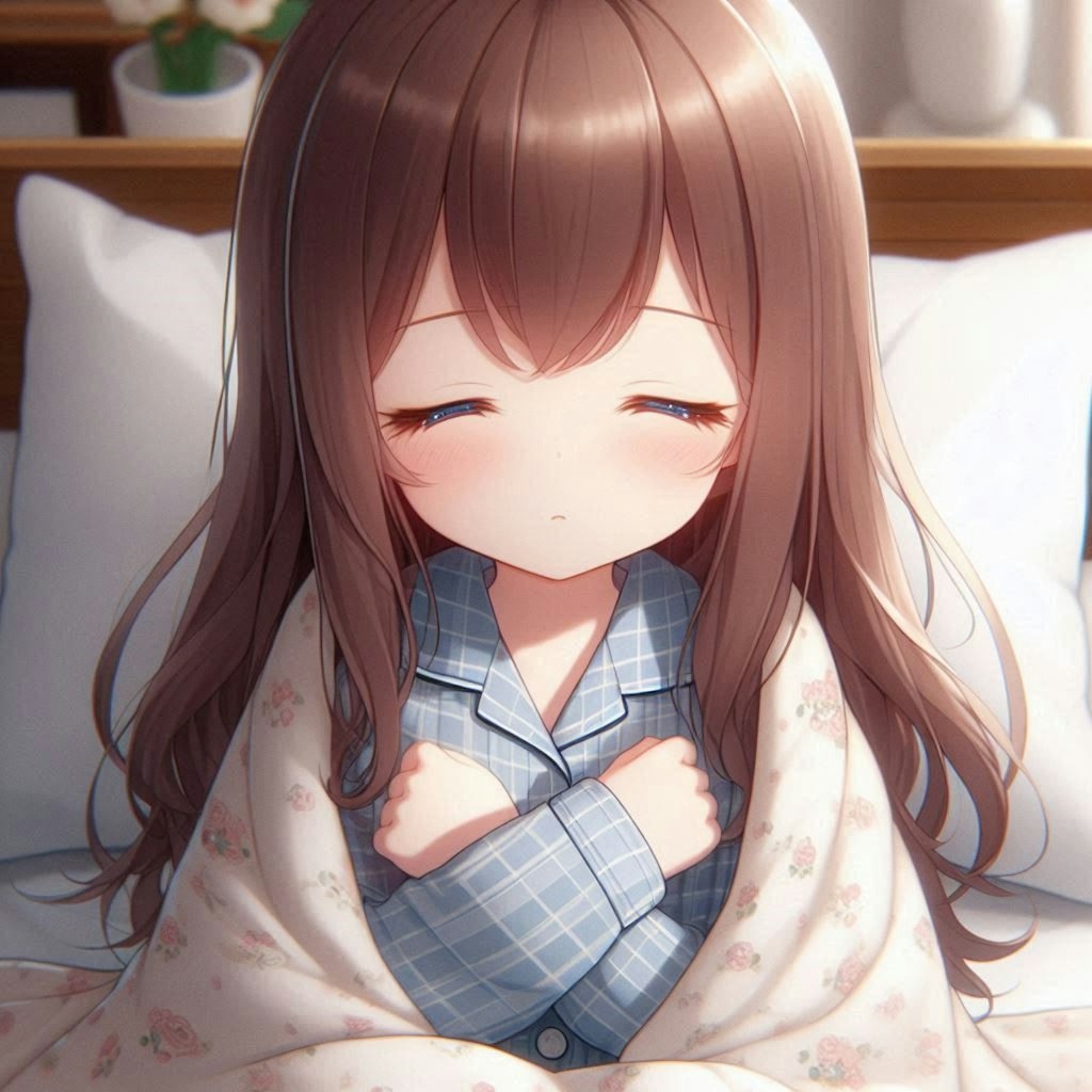 まだ眠い寝起きの小さな女の子