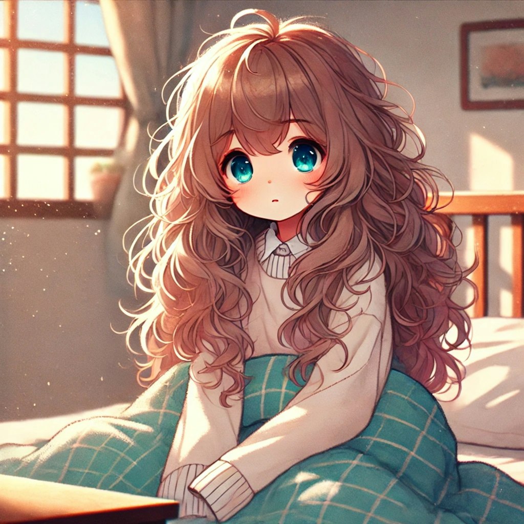 まだ眠い寝起きの小さな女の子