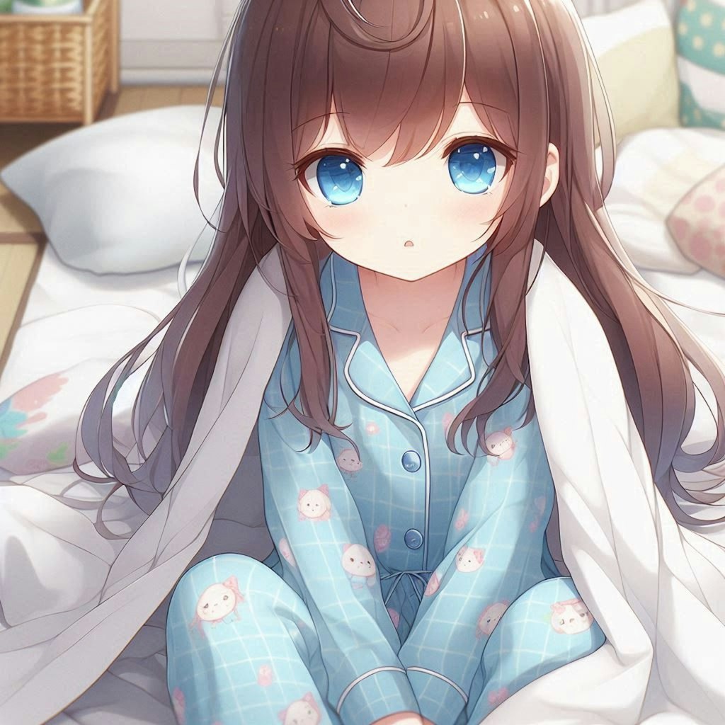 まだ眠い寝起きの小さな女の子