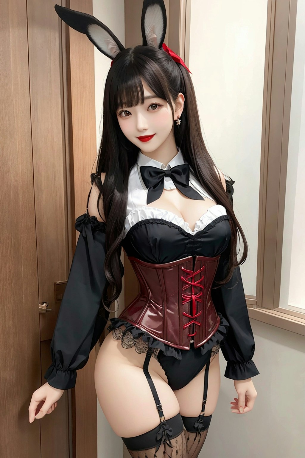 開脚バニーガール　黒髪ロング編　ソフトヌード