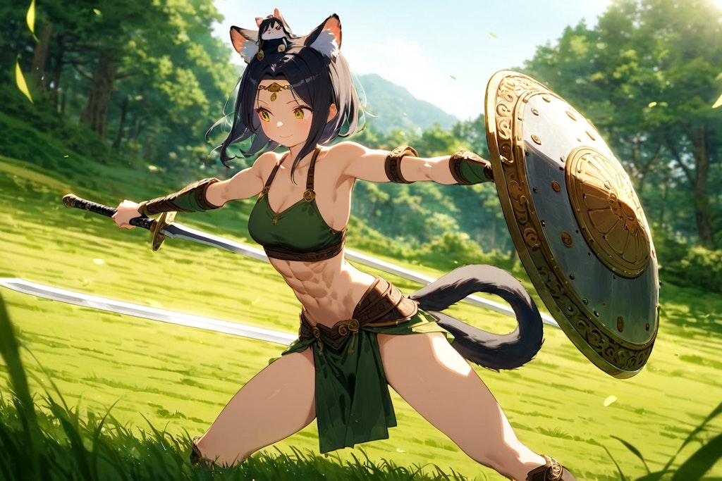 黒猫の戦士とオトモ