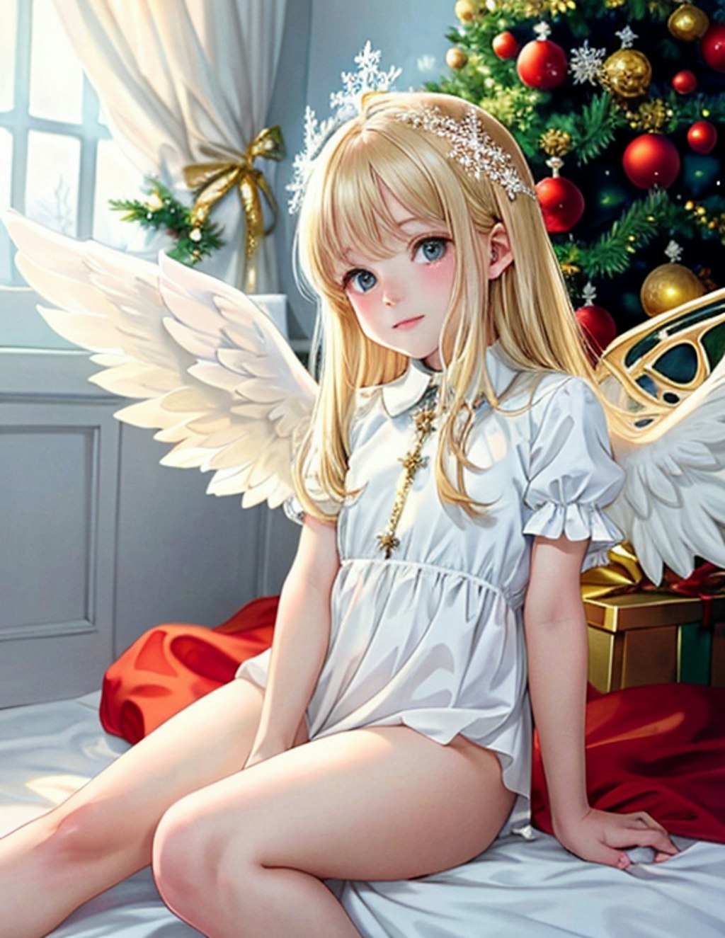 An angel descends on Christmas morning