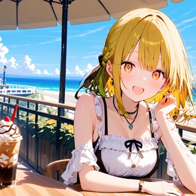 海沿いのカフェにて