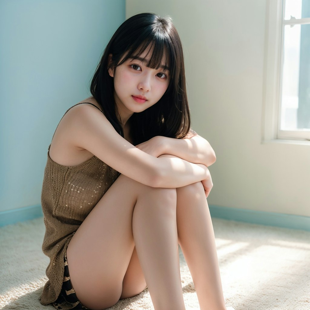 膝抱え