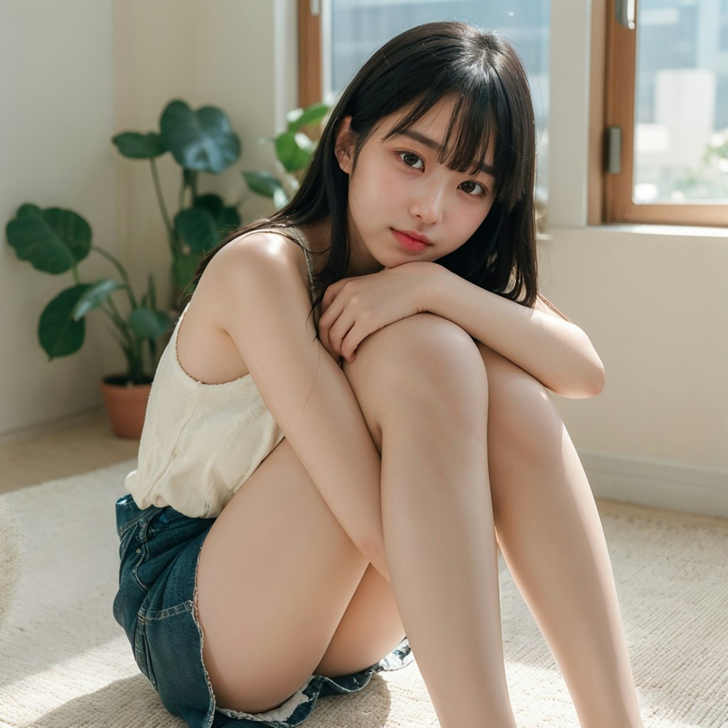 膝抱え