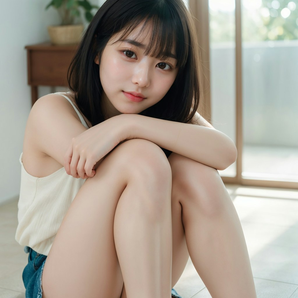 膝抱え