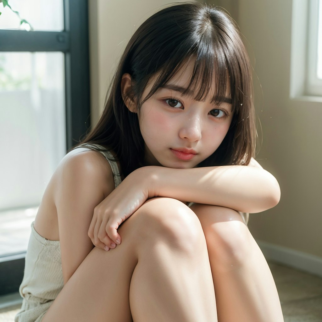 膝抱え