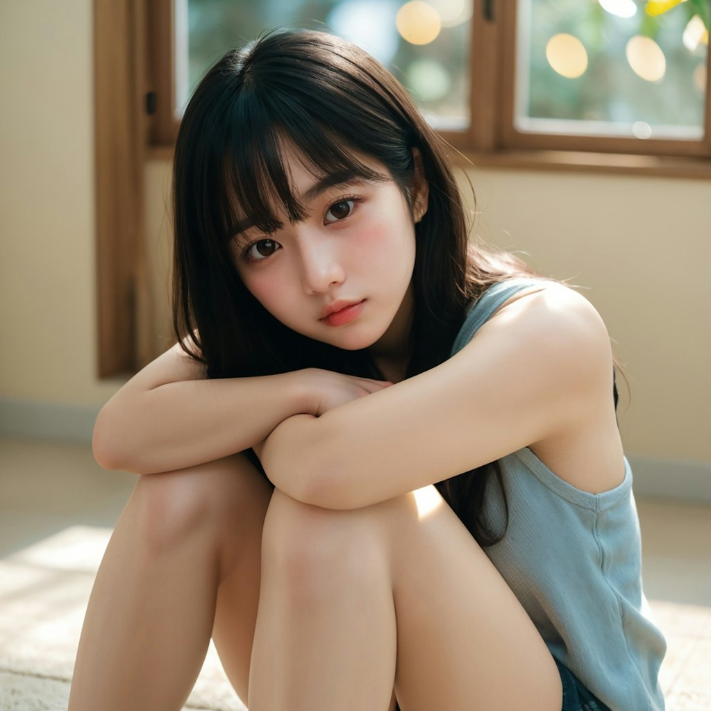 膝抱え