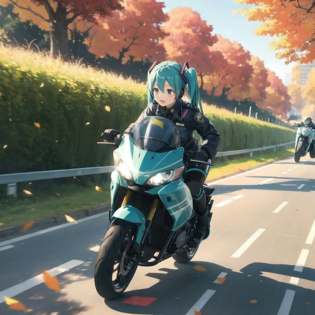 逃げるミクさん🏍️後ろの奴をぶっちぎれ