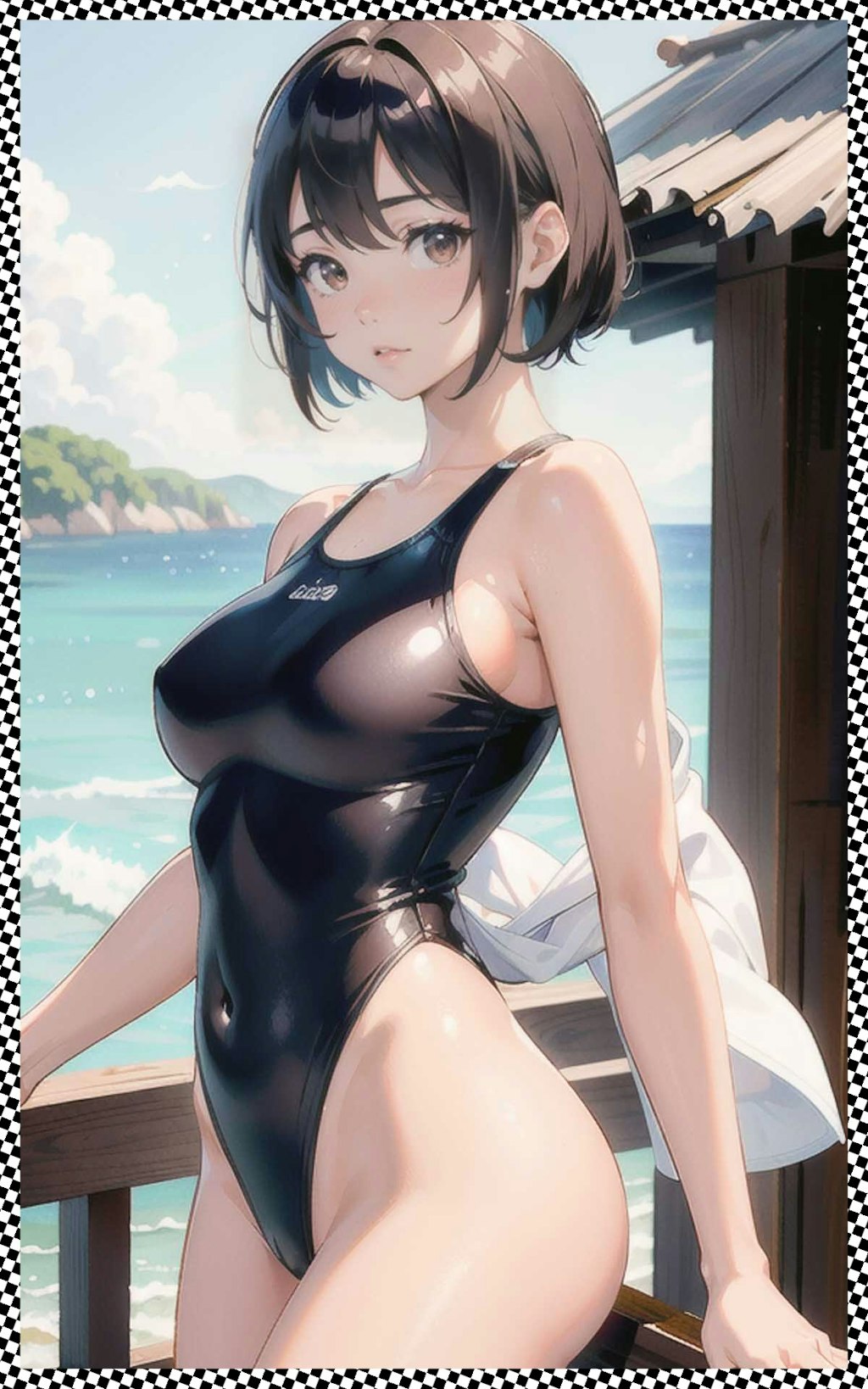 黒スクール水着　Black School Swimsuit