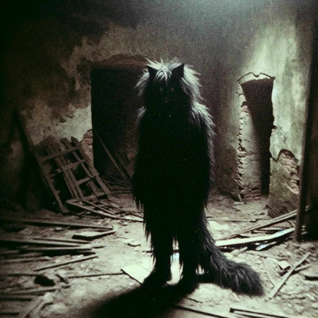 廃墟で遭遇した猫人間