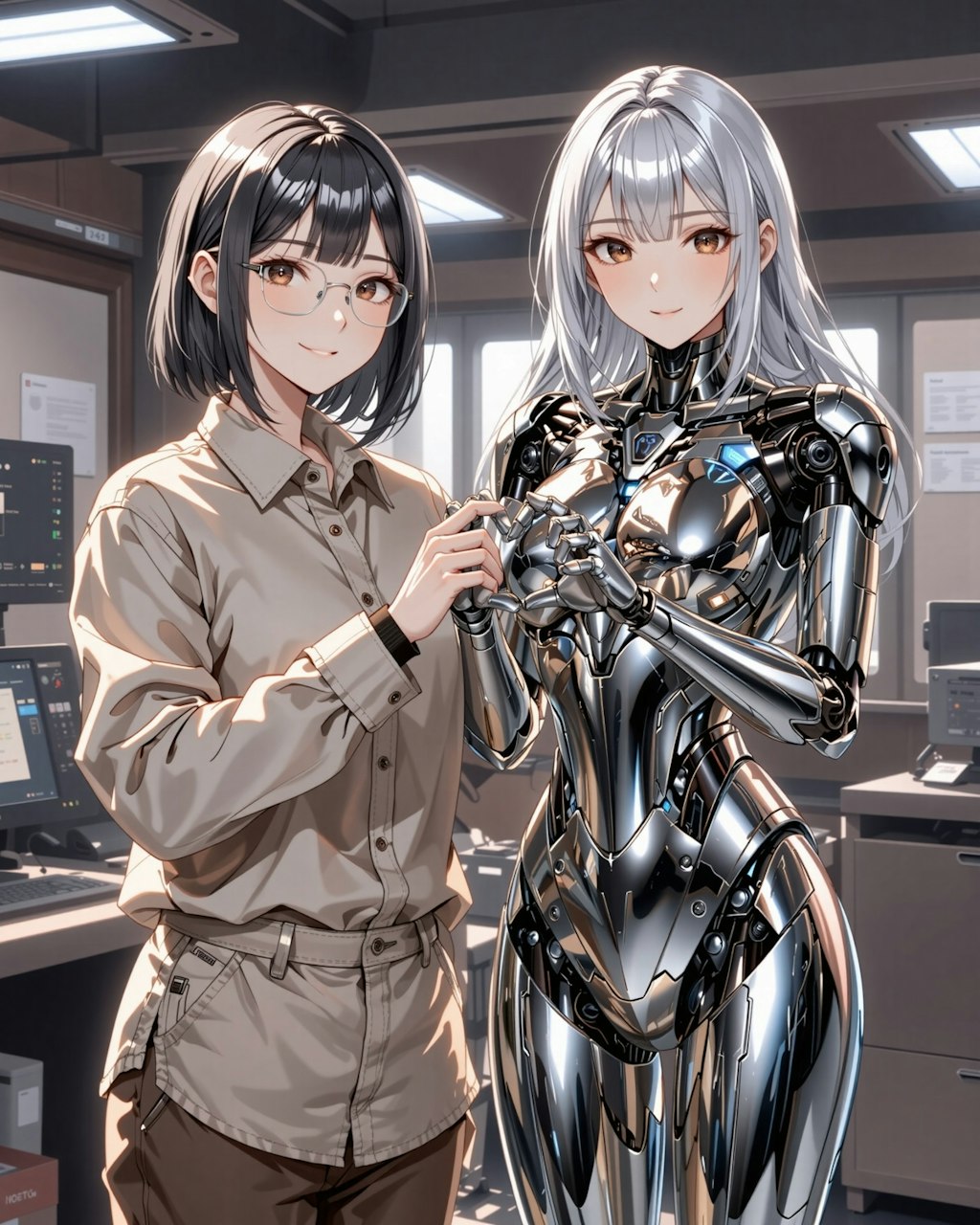 女性とメカ子