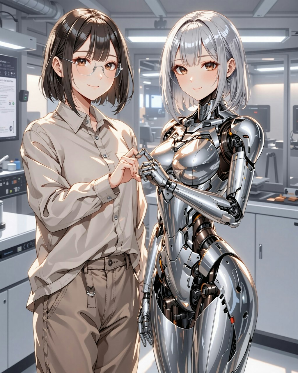 女性とメカ子