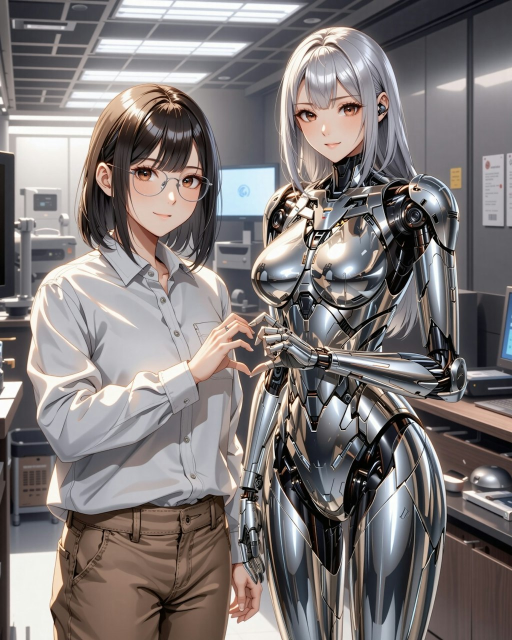 女性とメカ子