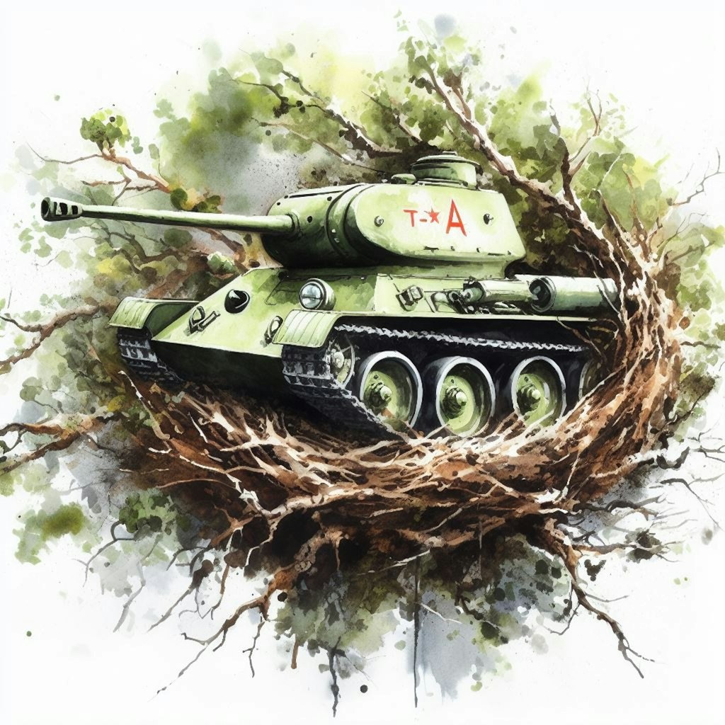 A tank in a nest on the branches