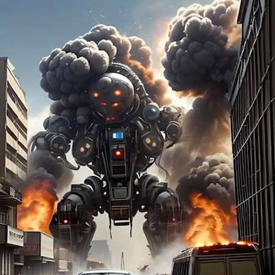 Giant robot soldier is wreaking havoc in the city