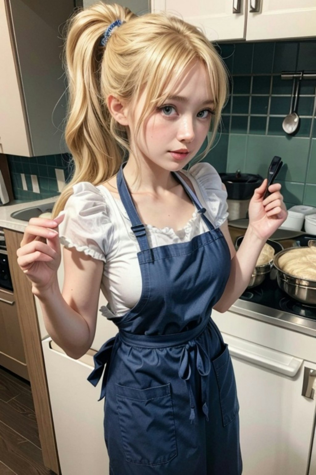 金髪ポニーテールの人