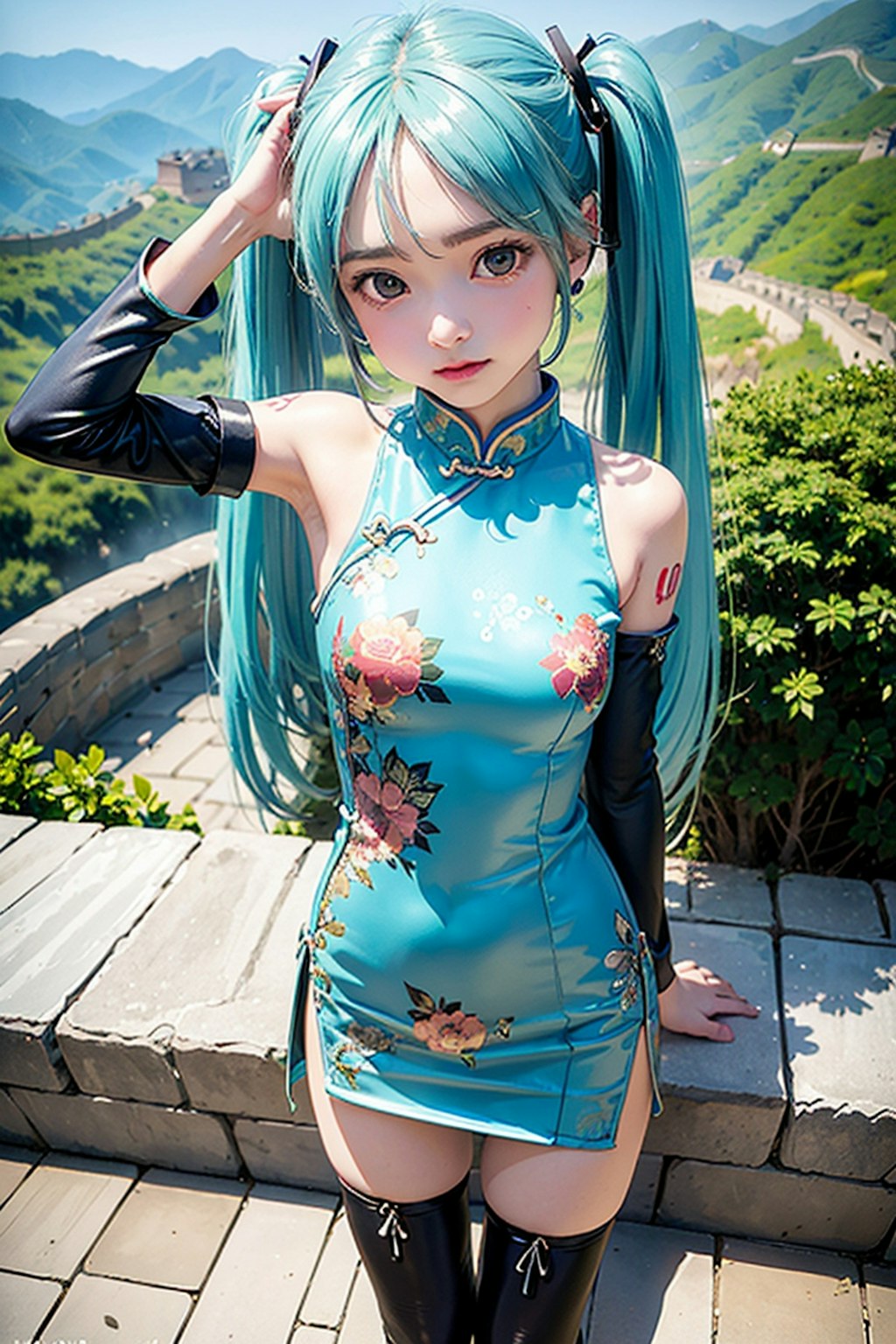 『ふらり！初音ミク！！』第三回、中国北京の万里の長城。快晴でよかったです。こぶし大の雹ってこわーい。