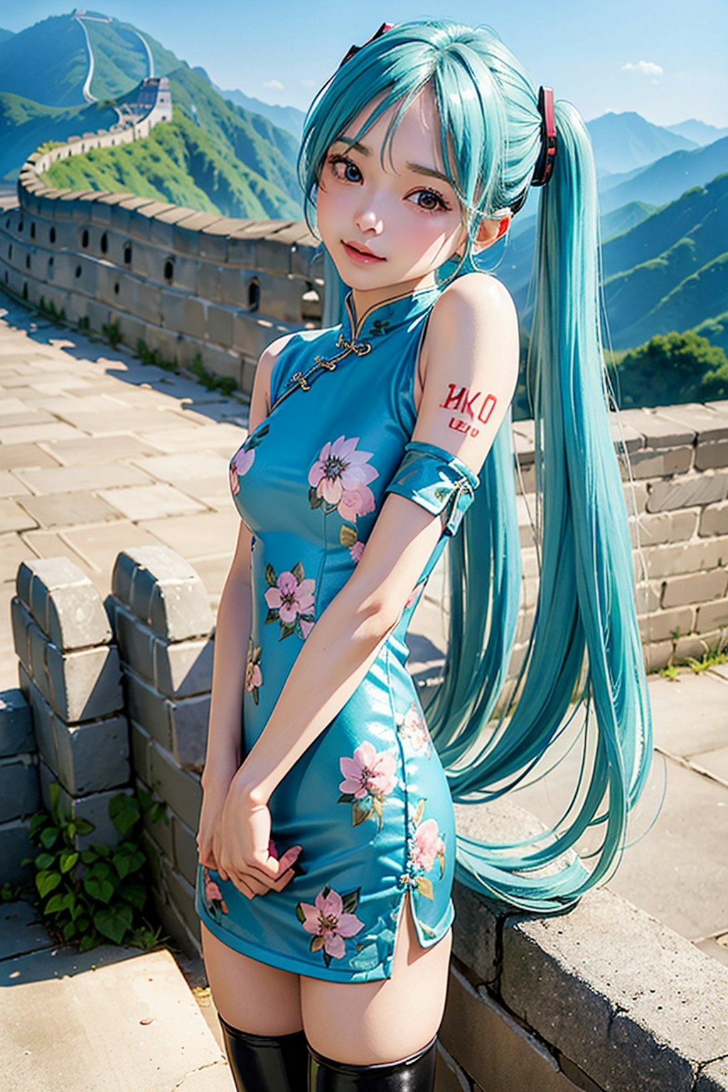 『ふらり！初音ミク！！』第三回、中国北京の万里の長城。快晴でよかったです。こぶし大の雹ってこわーい。