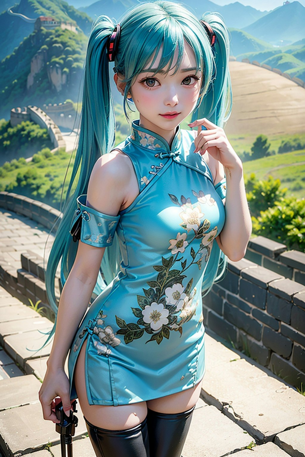 『ふらり！初音ミク！！』第三回、中国北京の万里の長城。快晴でよかったです。こぶし大の雹ってこわーい。