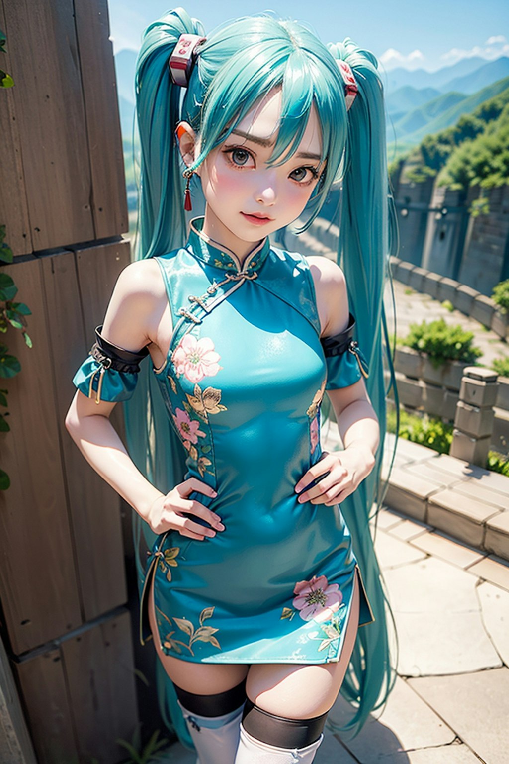 『ふらり！初音ミク！！』第三回、中国北京の万里の長城。快晴でよかったです。こぶし大の雹ってこわーい。