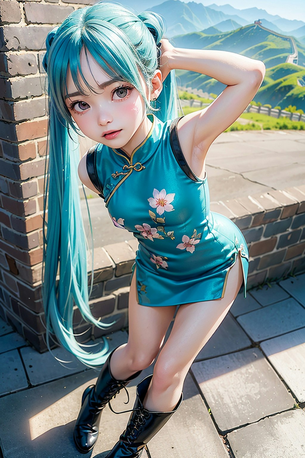 『ふらり！初音ミク！！』第三回、中国北京の万里の長城。快晴でよかったです。こぶし大の雹ってこわーい。