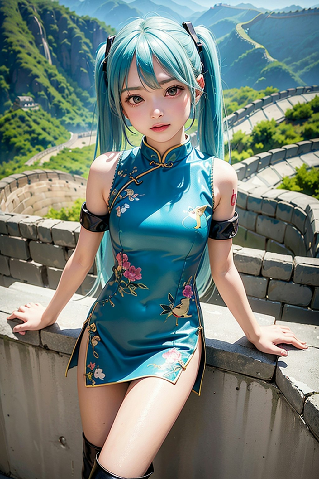 『ふらり！初音ミク！！』第三回、中国北京の万里の長城。快晴でよかったです。こぶし大の雹ってこわーい。