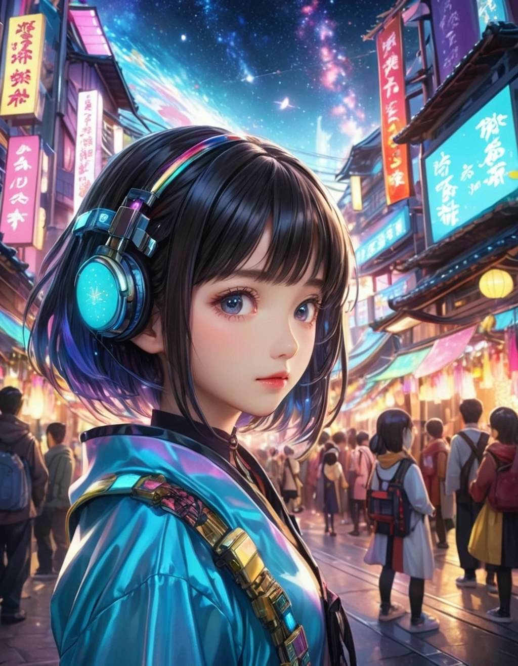 Tanabata cyberpunk girl