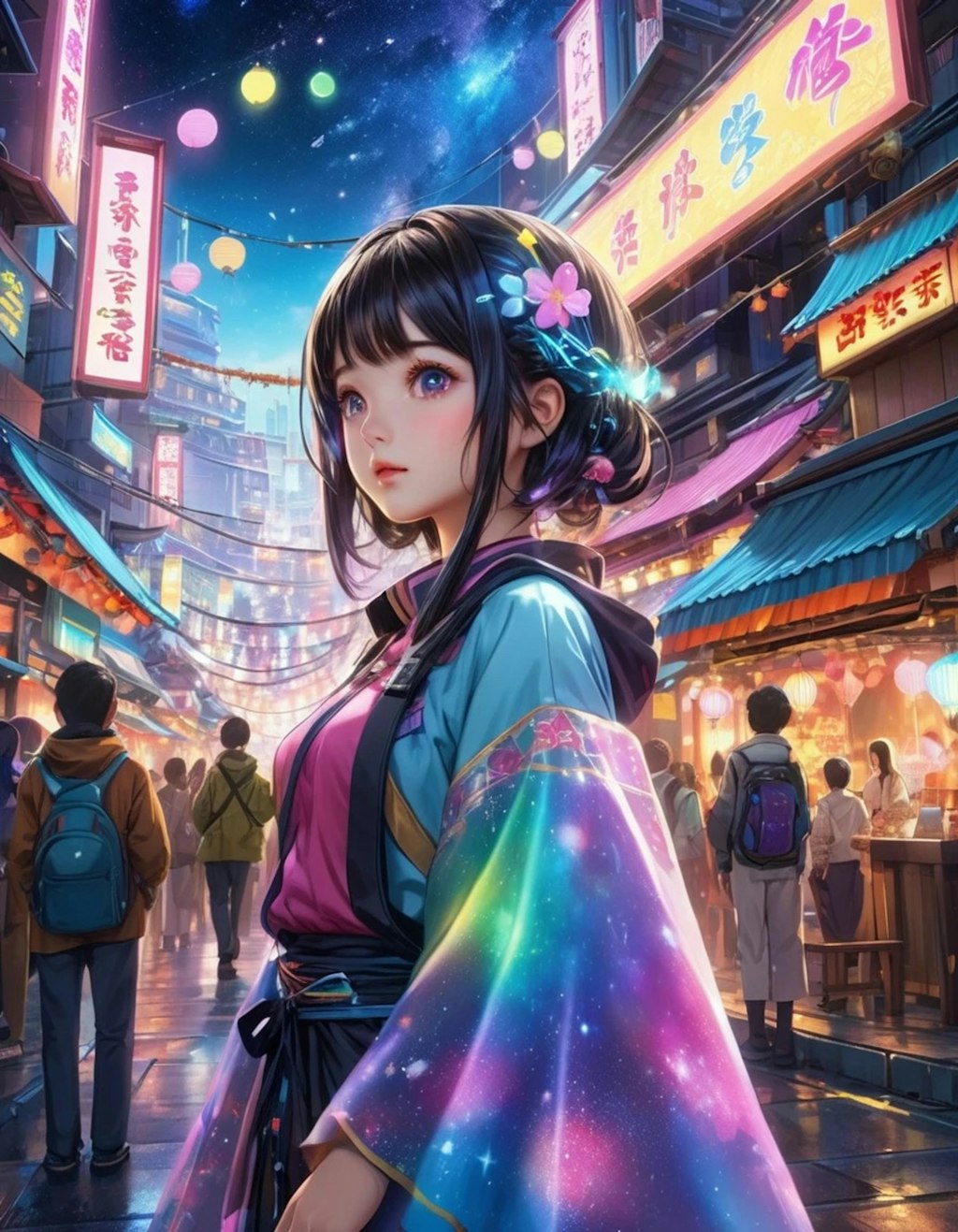 Tanabata cyberpunk girl