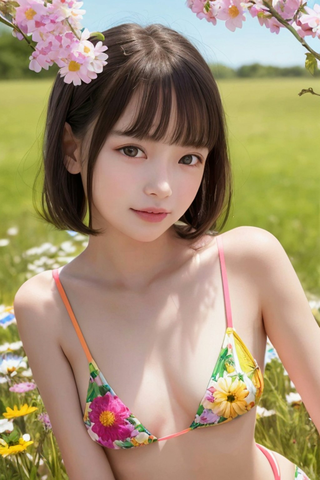 #23 swimsuit gravure in the spring grassland part3