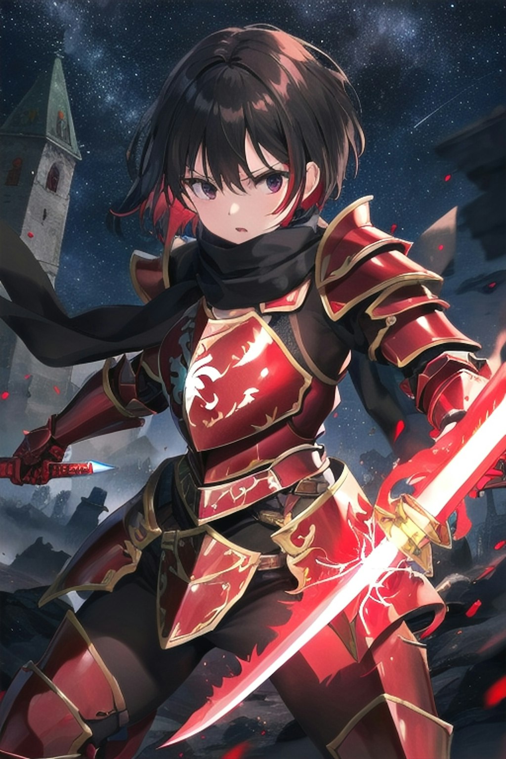 knight in red armor