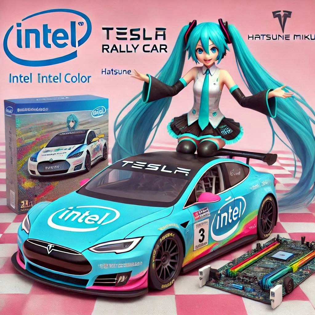 Intelカラーテスララリーカーと初音ミク