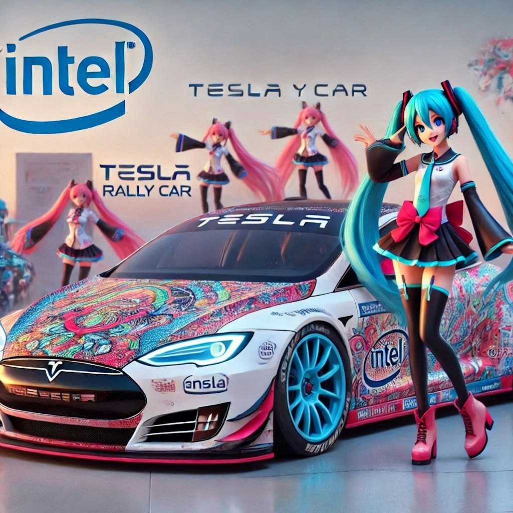 Intelカラーテスララリーカーと初音ミク