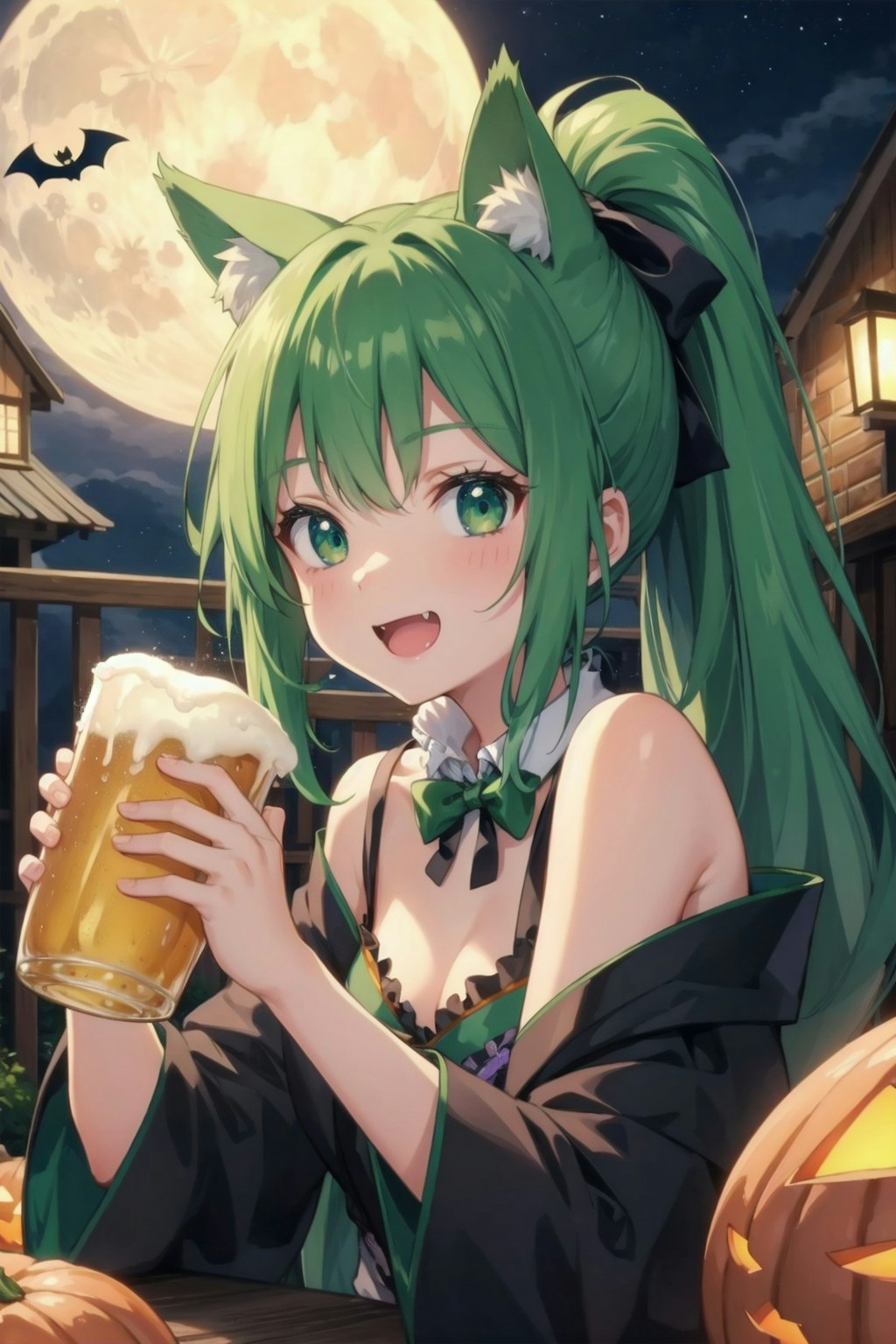 ハロウィンと猫耳とビール