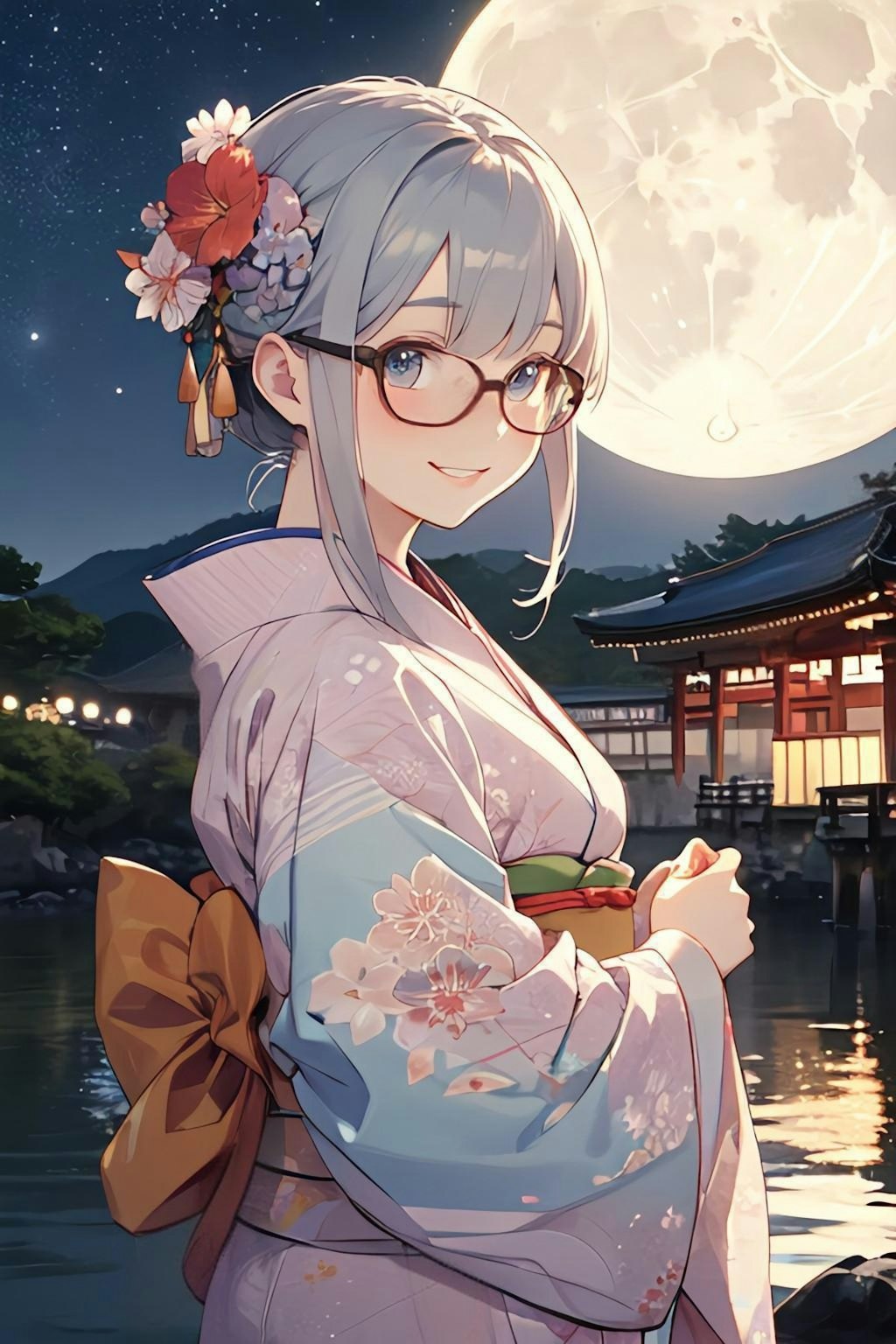 月夜の着物女子👘